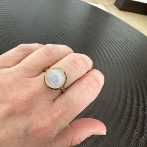 Excellent! Gorgeous gold-plated 925 sterling silver natural MOONSTONE ring